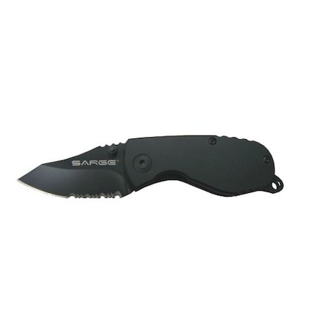 SARGE KNIVES Compact Tactical Folder Knife w/ Partially Serrated Stainless Blade SK-800